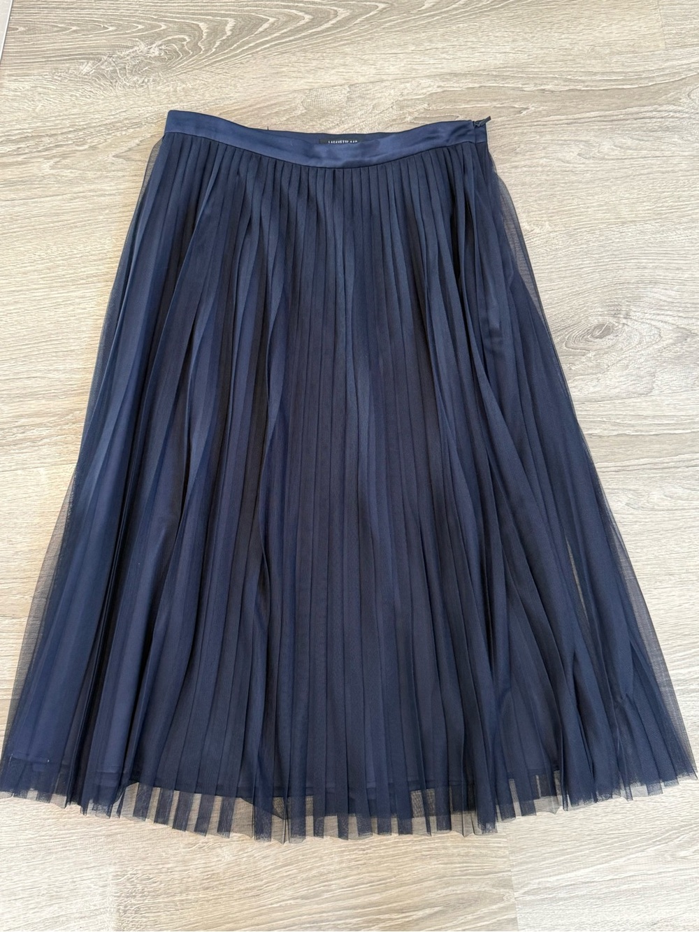 Lafayette 148 New York Navy Pleated Midi Tulle Skirt